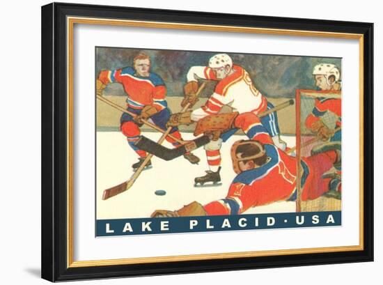 Hockey Game in Lake Placid, New York-null-Framed Premium Giclee Print