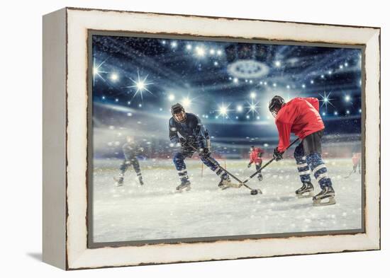 Hockey Match at Rink . Mixed Media-Sergey Nivens-Framed Premier Image Canvas