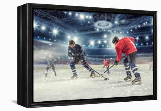 Hockey Match at Rink . Mixed Media-Sergey Nivens-Framed Premier Image Canvas