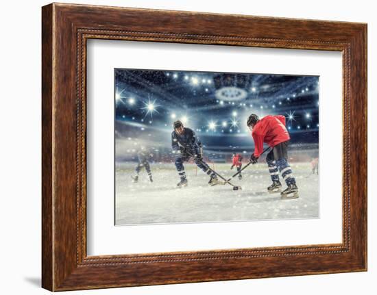 Hockey Match at Rink . Mixed Media-Sergey Nivens-Framed Photographic Print