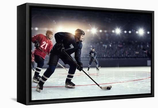 Hockey Match at Rink  . Mixed Media-Sergey Nivens-Framed Premier Image Canvas