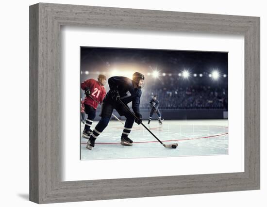 Hockey Match at Rink  . Mixed Media-Sergey Nivens-Framed Photographic Print