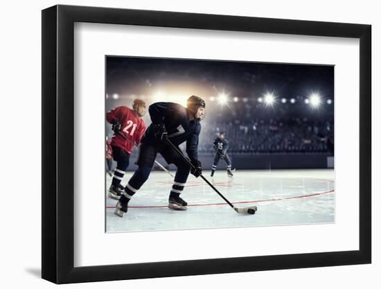 Hockey Match at Rink  . Mixed Media-Sergey Nivens-Framed Photographic Print