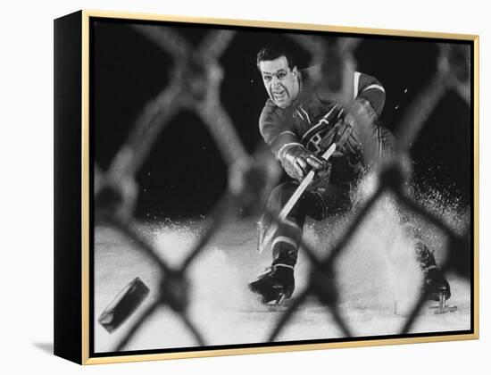 Hockey: Montreal Canadians Bernard Boom Boom Geoffrion Alone, Shooting-Yale Joel-Framed Premier Image Canvas