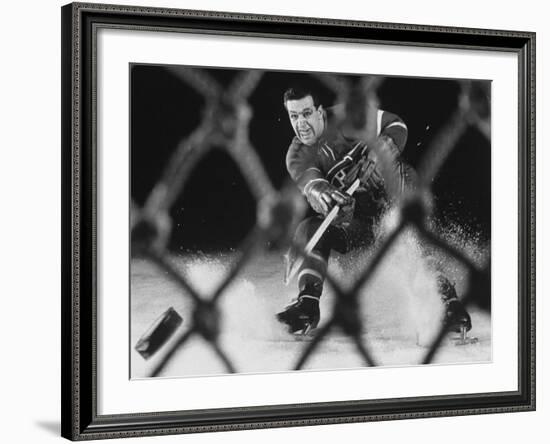 Hockey: Montreal Canadians Bernard Boom Boom Geoffrion Alone, Shooting-Yale Joel-Framed Premium Photographic Print