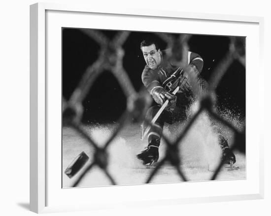 Hockey: Montreal Canadians Bernard Boom Boom Geoffrion Alone, Shooting-Yale Joel-Framed Premium Photographic Print