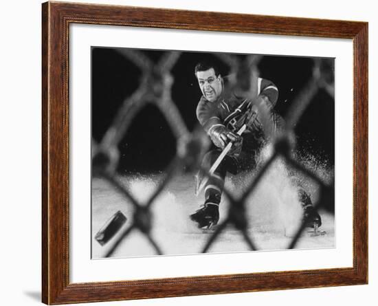 Hockey: Montreal Canadians Bernard Boom Boom Geoffrion Alone, Shooting-Yale Joel-Framed Premium Photographic Print