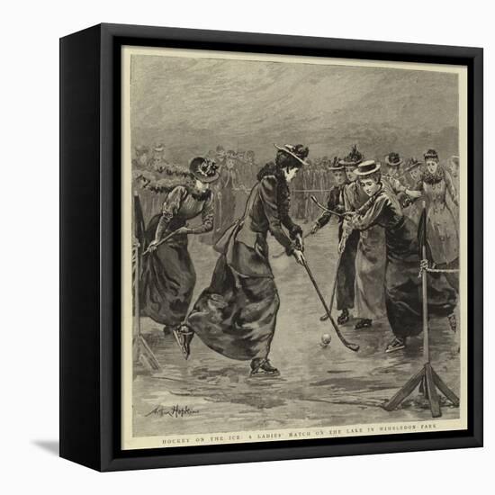 Hockey on the Ice, a Ladies' Match on the Lake in Wimbledon Park-Arthur Hopkins-Framed Premier Image Canvas