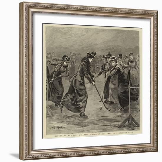 Hockey on the Ice, a Ladies' Match on the Lake in Wimbledon Park-Arthur Hopkins-Framed Giclee Print