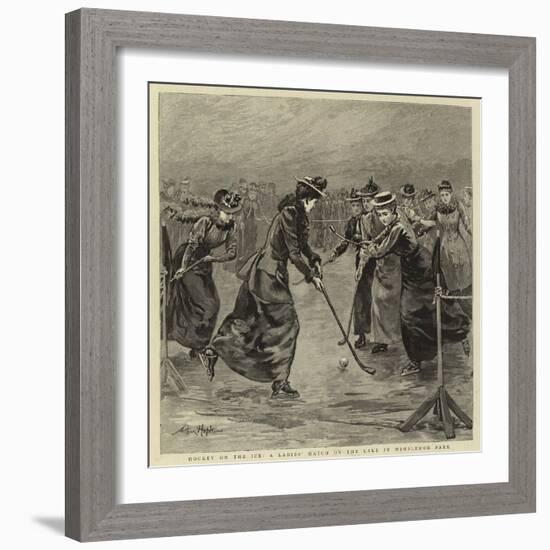 Hockey on the Ice, a Ladies' Match on the Lake in Wimbledon Park-Arthur Hopkins-Framed Giclee Print