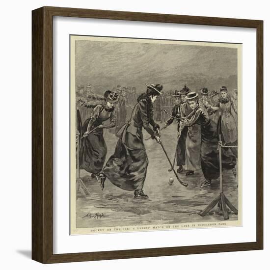 Hockey on the Ice, a Ladies' Match on the Lake in Wimbledon Park-Arthur Hopkins-Framed Giclee Print