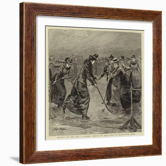 Hockey on the Ice, a Ladies' Match on the Lake in Wimbledon Park-Arthur Hopkins-Framed Giclee Print