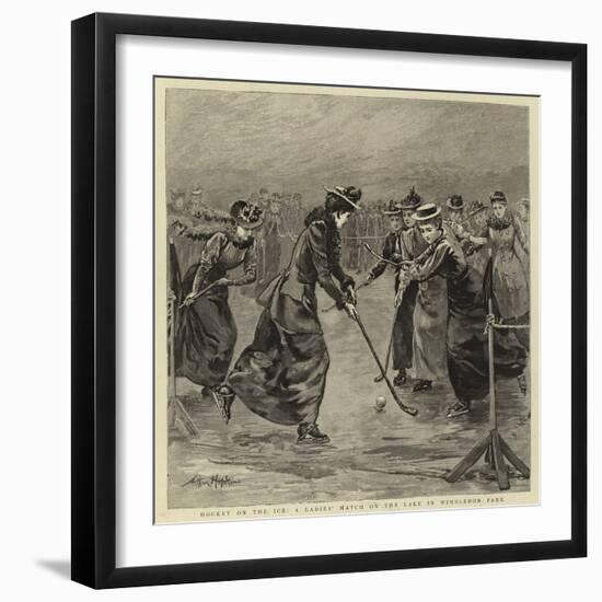 Hockey on the Ice, a Ladies' Match on the Lake in Wimbledon Park-Arthur Hopkins-Framed Giclee Print