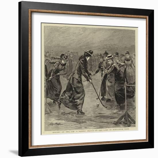 Hockey on the Ice, a Ladies' Match on the Lake in Wimbledon Park-Arthur Hopkins-Framed Giclee Print