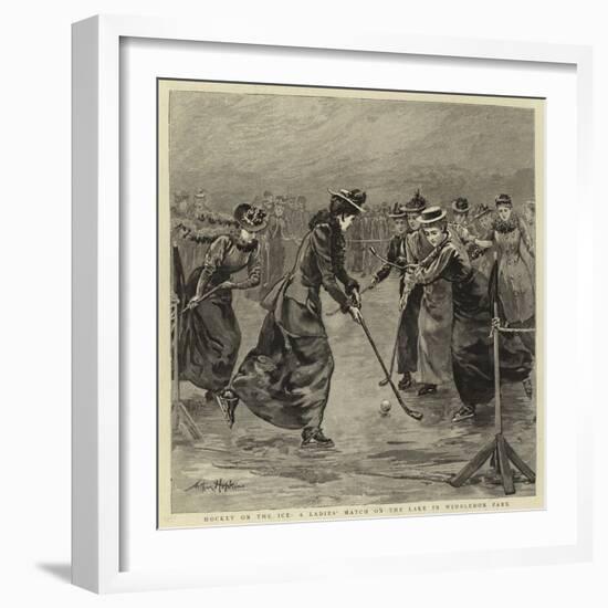 Hockey on the Ice, a Ladies' Match on the Lake in Wimbledon Park-Arthur Hopkins-Framed Giclee Print