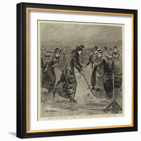 Hockey on the Ice, a Ladies' Match on the Lake in Wimbledon Park-Arthur Hopkins-Framed Giclee Print