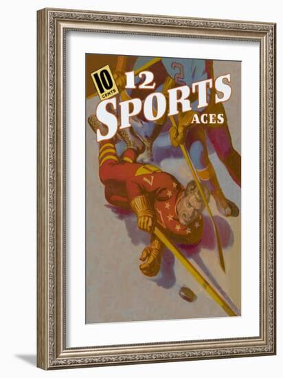 Hockey Player Down on the Ice-null-Framed Art Print