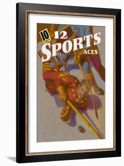 Hockey Player Down on the Ice-null-Framed Art Print