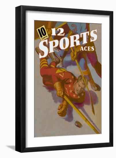 Hockey Player Down on the Ice-null-Framed Art Print