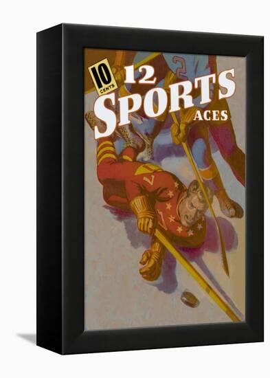 Hockey Player Down on the Ice-null-Framed Stretched Canvas