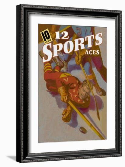 Hockey Player Down on the Ice-null-Framed Art Print