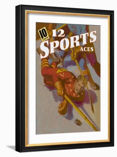 Hockey Player Down on the Ice-null-Framed Art Print