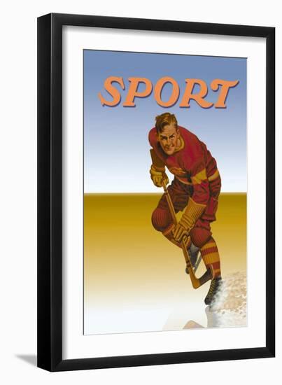 Hockey Player Shredding Ice-null-Framed Art Print