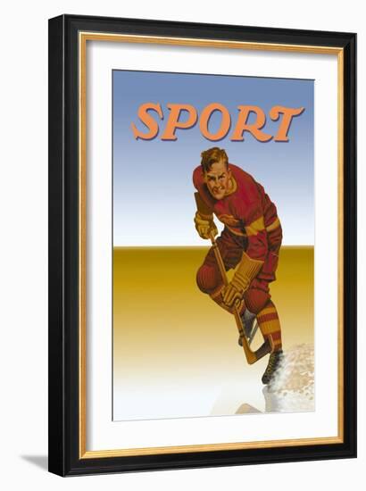 Hockey Player Shredding Ice-null-Framed Art Print