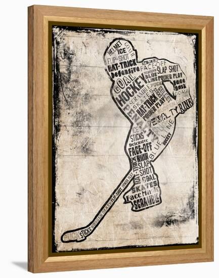 Hockey Type Black-Jace Grey-Framed Stretched Canvas