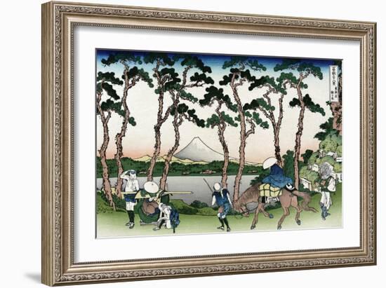 Hodogaya on the Tokaido Road-Katsushika Hokusai-Framed Art Print