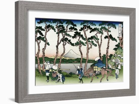 Hodogaya on the Tokaido Road-Katsushika Hokusai-Framed Art Print