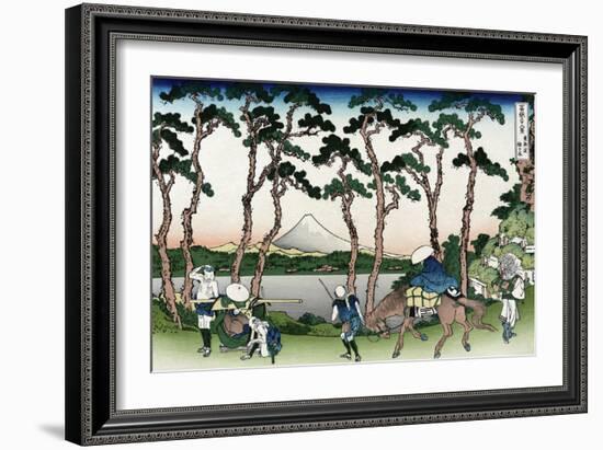 Hodogaya on the Tokaido Road-Katsushika Hokusai-Framed Art Print