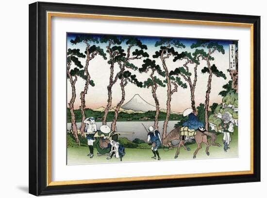 Hodogaya on the Tokaido Road-Katsushika Hokusai-Framed Art Print