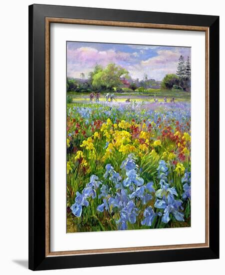 Hoeing Team and Iris Fields, 1993-Timothy Easton-Framed Giclee Print