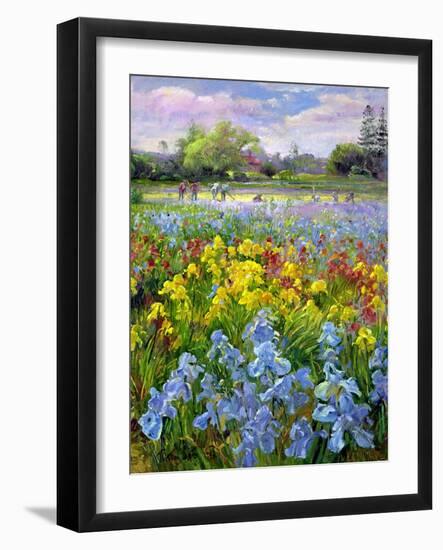 Hoeing Team and Iris Fields, 1993-Timothy Easton-Framed Giclee Print