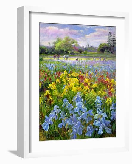 Hoeing Team and Iris Fields, 1993-Timothy Easton-Framed Giclee Print