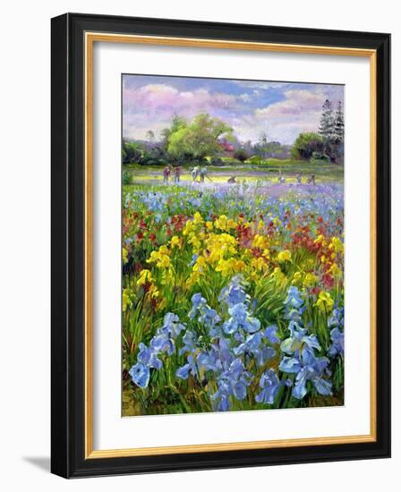 Hoeing Team and Iris Fields, 1993-Timothy Easton-Framed Giclee Print