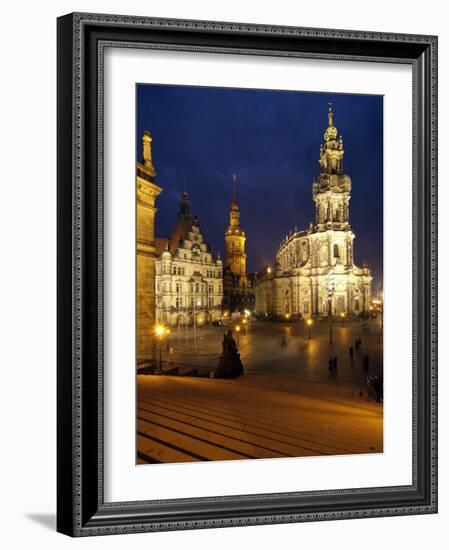 Hofkirche and Palace at Theaterplatz, Dresden, Saxony, Germany, Europe-Hans Peter Merten-Framed Photographic Print