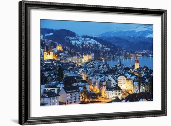 Hofkirche Church on Lake Lucerne, Lucerne, Switzerland, Europe-Christian Kober-Framed Photographic Print