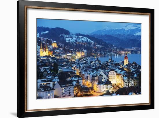 Hofkirche Church on Lake Lucerne, Lucerne, Switzerland, Europe-Christian Kober-Framed Photographic Print