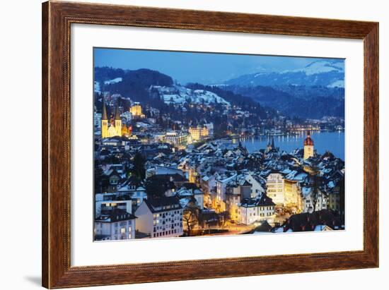 Hofkirche Church on Lake Lucerne, Lucerne, Switzerland, Europe-Christian Kober-Framed Photographic Print