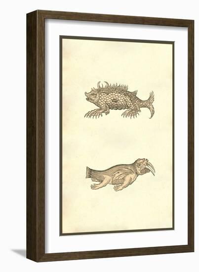 Hog & Elephant Sea Monsters-Ulisse Aldrovandi-Framed Art Print