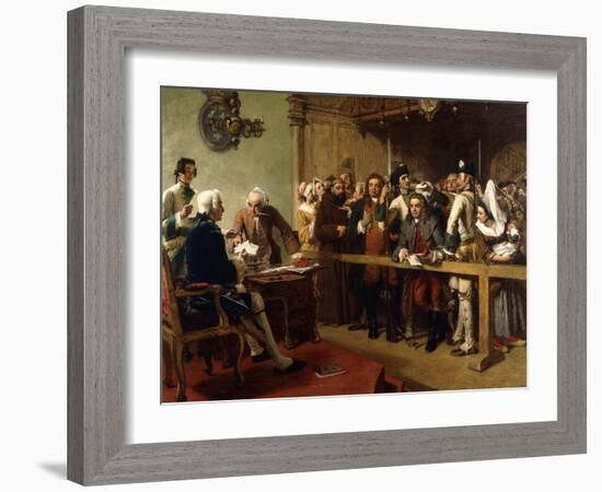 Hogarth Brought Before the Governor of Calais as a Spy-William Powell Frith-Framed Giclee Print