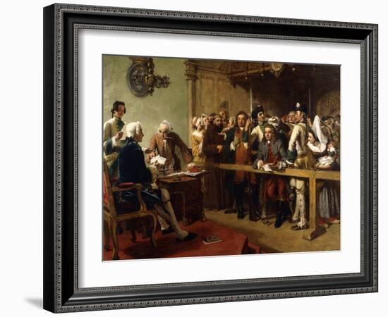 Hogarth Brought Before the Governor of Calais as a Spy-William Powell Frith-Framed Giclee Print