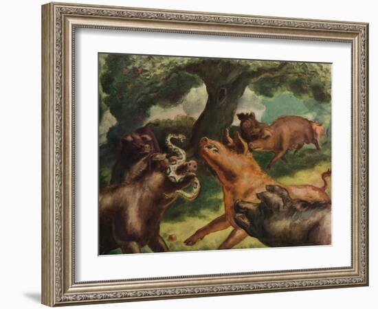 'Hogs Killing a Rattlesnake', 1930-John Steuart Curry-Framed Giclee Print