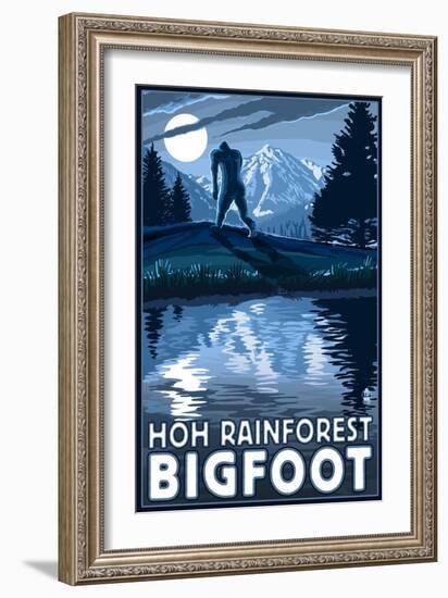 HOH Rainforest, Washington - Bigfoot-Lantern Press-Framed Art Print