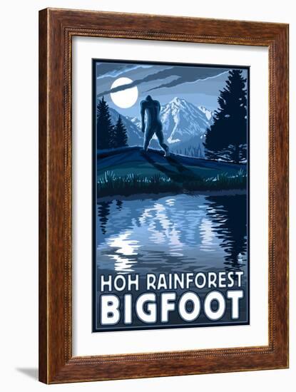 HOH Rainforest, Washington - Bigfoot-Lantern Press-Framed Art Print