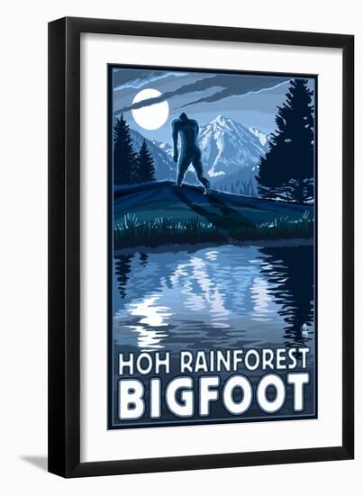 HOH Rainforest, Washington - Bigfoot-Lantern Press-Framed Art Print