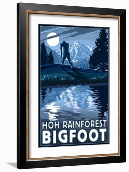 HOH Rainforest, Washington - Bigfoot-Lantern Press-Framed Art Print
