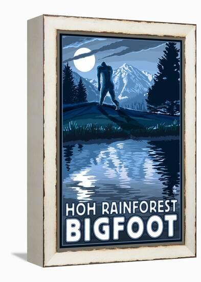 HOH Rainforest, Washington - Bigfoot-Lantern Press-Framed Stretched Canvas